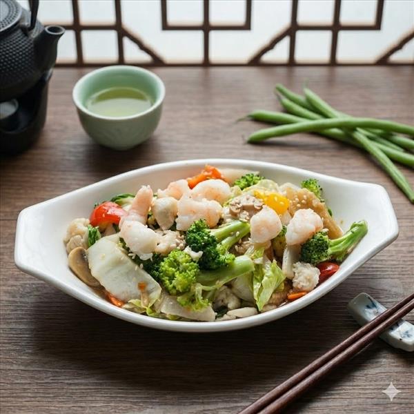 Exotic Vegetables with Chicken & Prawns